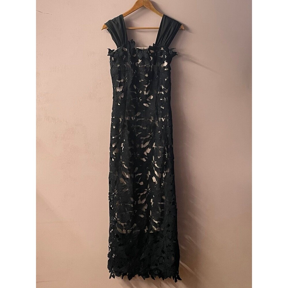 SHEIN Black Floral Nude Underlay Evening Dress Size S NWOT - Picture 9 of 11